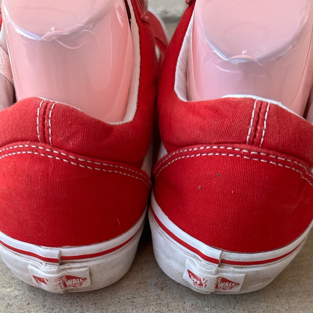 Vans Old Skool Sneakers Shoes Mens 9 Womens 10.5 Red White Low Top Skater - Picture 8 of 10